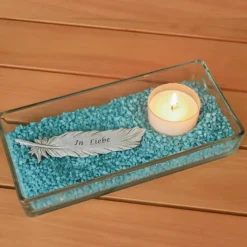 Trauerschale, Gedenklicht, Gedenkschale zur Erinnerung an einen geliebten Menschen mit Maxi-Teelicht