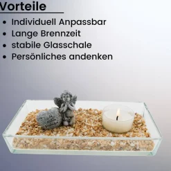 Trauerschale, Gedenklicht, Gedenkschale zur Erinnerung an einen geliebten Menschen mit Maxi-Teelicht