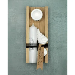 Trauerset mit Engelflügeln, Trauerkerze & Eichenholzbox – liebevolles Kondolenzgeschenk & Erinnerung