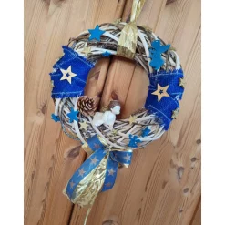 Türdeko Advent Engel blau/Gold 30cm