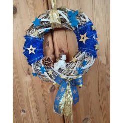 Türdeko Advent Engel blau/Gold 30cm