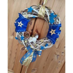 Türdeko Advent Engel blau/Gold 30cm