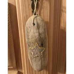 Treibholz Anhänger, Anhänger, Päckchenanhänger Stern, Weihnachten