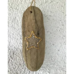 Treibholz Anhänger, Anhänger, Päckchenanhänger Stern, Weihnachten