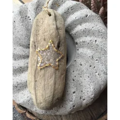 Treibholz Anhänger, Anhänger, Päckchenanhänger Stern, Weihnachten
