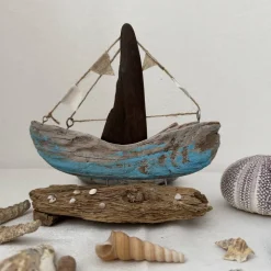Treibholz Deko Boot – Maritime Tischdekoration aus Naturholz, Geschenkidee Nordsee