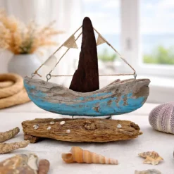 Treibholz Deko Boot – Maritime Tischdekoration aus Naturholz, Geschenkidee Nordsee