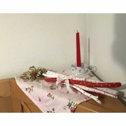 Treibholz Sticks, Punkte, Dots , rot - weiß