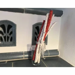 Treibholz Sticks, Punkte, Dots , rot - weiß