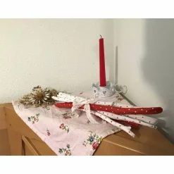 Treibholz Sticks, Punkte, Dots , rot - weiß