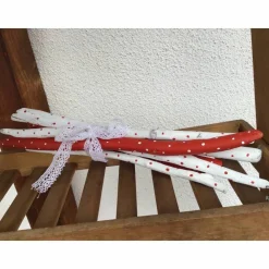 Treibholz Sticks, Punkte, Dots , rot - weiß