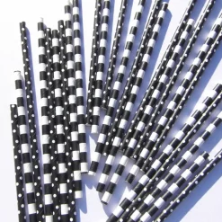 Trinkhalme Papier schwarz weiß Papiertrinkhalme Strohhalme