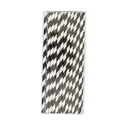 Trinkhalme schwarz weiß aus Papier 24 Stück