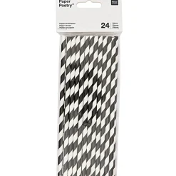 Trinkhalme schwarz weiß aus Papier 24 Stück