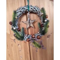Türkranz Advent Weihnachts-Türkranz Weidenkranz Stern Holz 30cm