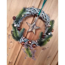 Türkranz Advent Weihnachts-Türkranz Weidenkranz Stern Holz 30cm