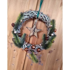 Türkranz Advent Weihnachts-Türkranz Weidenkranz Stern Holz 30cm