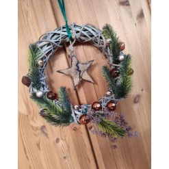Türkranz Advent Weihnachts-Türkranz Weidenkranz Stern Holz 30cm