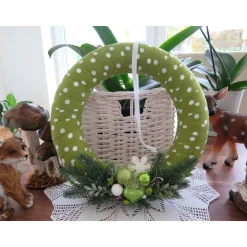 Türkranz grün weiß Weihnachten Advent Winter Deko Kranz Unikat