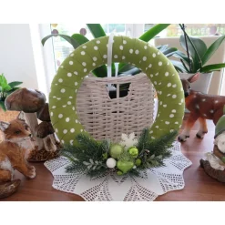 Türkranz grün weiß Weihnachten Advent Winter Deko Kranz Unikat