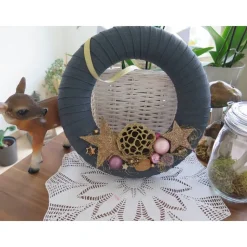 Türkranz Sterne Weihnachten rosa goldfarben Deko Winter Advent Weihnachtsdeko