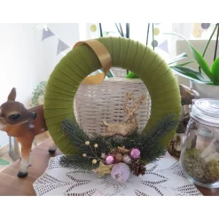 Türkranz Weihnachten Advent grün rosa goldfarben Deko Winter Weihnachtsdeko