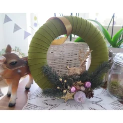 Türkranz Weihnachten Advent grün rosa goldfarben Deko Winter Weihnachtsdeko