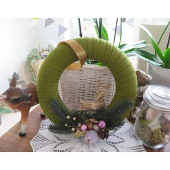 Türkranz Weihnachten Advent grün rosa goldfarben Deko Winter Weihnachtsdeko