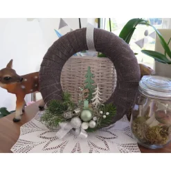 Türkranz Weihnachten grün silberfarben Deko Winter Advent Weihnachtsdeko