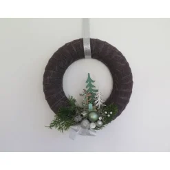 Türkranz Weihnachten grün silberfarben Deko Winter Advent Weihnachtsdeko