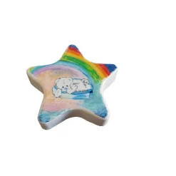 Tränen trocknen im Licht des Regenbogens: Trauerstern mit Teddybär-Motiv