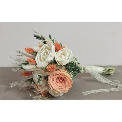 Trockenblumen Strauß Hochzeit Braut Standesamt apricot creme