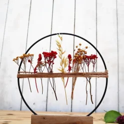 Trockenblumen Tischdeko Loop rot gelb Töne