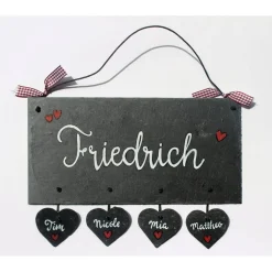Türschild aus Schiefer mit Namen personalisiert, wetterfestes Namensschild, handgemaltes Haustürschild, exklusives Familienschild, dekoratives Schieferschild, einzigartiges Geschenk für das Zuhause
