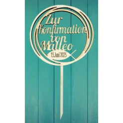 Türschild Dekostab zur Konfirmation, Kommunion, Hochzeit, Taufe, Firmung, Geburtstag individuell aus Holz