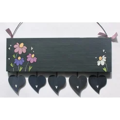 Türschild Familie aus Holz mit Name personalisiert - exklusives Hochzeitsgeschenk für das Brautpaar - besonderes Geschenk zum Hochzeitstag - individuelles Haustürschild mit Blumenmotiv