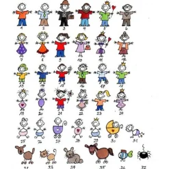 Türschild Familie aus Holz mit Name personalisiert – Handgemalt & Wetterfest – einzigartiges Geschenk für jeden Anlass - buntes Holzschild mit Figuren - dekoratives Haustürschild