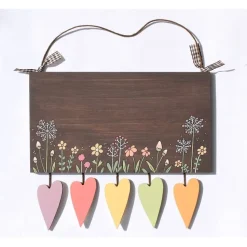 Türschild Familie aus Holz mit Name personalisiert – Handgemalt & Wetterfest – einzigartiges Geschenk für jeden Anlass - Holzschild mit Blumenmotiv - dekoratives Haustürschild