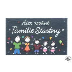 Türschild Familie aus Schiefer – Personalisiertes Namensschild wetterfest & handgemacht