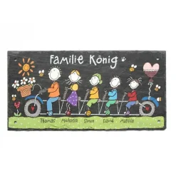 Türschild Schiefer Familie personalisiert mit Name, Hochzeitsgeschenk für das Brautpaar bei Patchworkfamilien