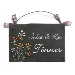 Türschild Schiefer personalisiert – Edles Namensschild mit Wunschtext, handbemalt & wetterfest