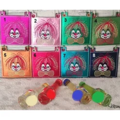 Täschchen mit Clown, für kleine Schnaps/Likörfläschchen, Glitzerleder, Farbe aussuchen