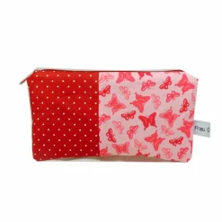 Täschchen Mäppchen Schmetterlinge Schmetterling rosa Punkt  rot Punkte handmade