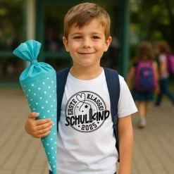T-Shirt Einschulung 2025 – Kinder T-Shirt aus Baumwolle mit Motiv in Wunschfarbe