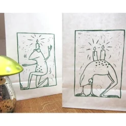 Tütenadvent - 4 Lichtertüten mit Froschdruck, Tütenlichter, Tüten Teelicht, Adventkranz, Adventskalender, Lichtertüten, Advent, Weihnachten