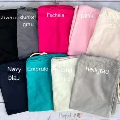 Turnbeutel mit Bagger & Namen bestickt I personalisierter Stoffbeutel I Kita-Beutel in verschiedenen Farben