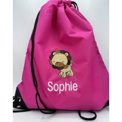 Turnbeutel mit Motiv * Löwe * (#Nr.115) + Namen / Wäschebeutel bestickt