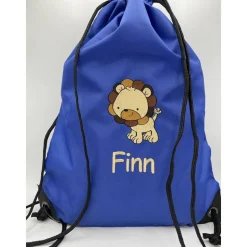 Turnbeutel mit Motiv * Löwe * (#Nr.115) + Namen / Wäschebeutel bestickt