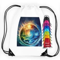 Turnbeutel Motiv 4 Elemente mit Name / personalisierbar / verschiedene Farben