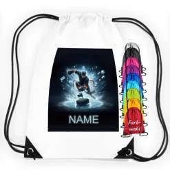 Turnbeutel Motiv Eishockey mit Name / personalisierbar / verschiedene Farben